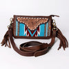 ADBGA244 American Darling Small Cross body Bag Hand Tooled Woven Saddle Blanket