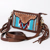 ADBGA244 American Darling Small Cross body Bag Hand Tooled Woven Saddle Blanket