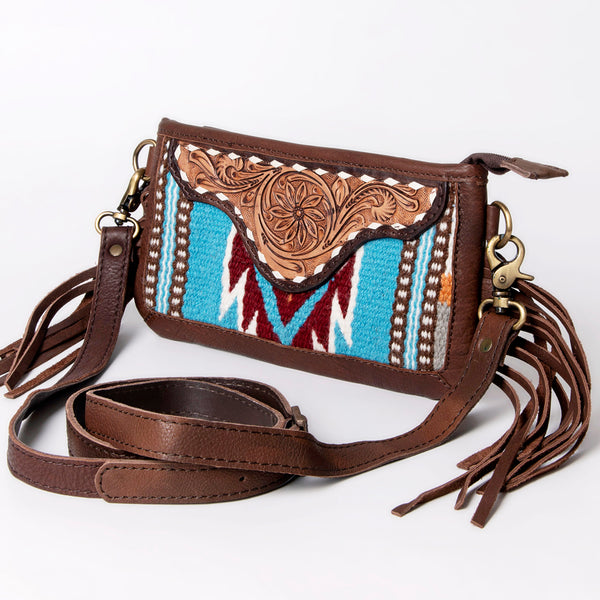 ADBGA244 American Darling Small Cross body Bag Hand Tooled Woven Saddle Blanket