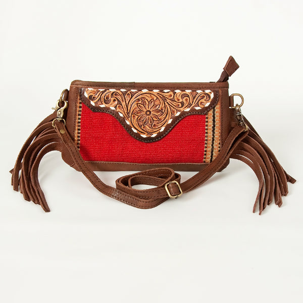 ADBGA244 American Darling Small Cross body Bag Hand Tooled Woven Saddle Blanket