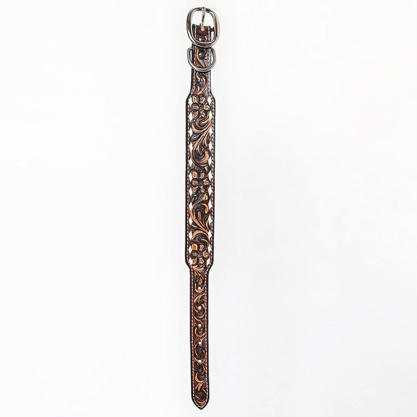 BER196-Hand Carved Western leather Dog Collar