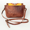 ADBG824 American Darling Western Leather Cross body Bag Hand Tooled Floral with Woven Saddle Blanket