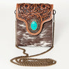 ADBG825 American Darling Western Small Cross body Bag Hair-On Cowhide with Hand Tooled Floral