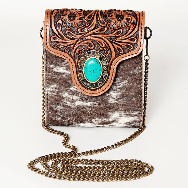 ADBG825 American Darling Western Small Cross body Bag Hair-On Cowhide with Hand Tooled Floral