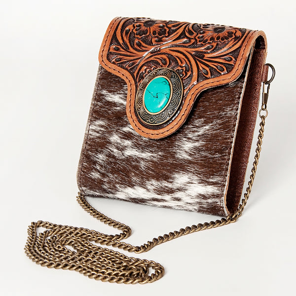ADBG825 American Darling Western Small Cross body Bag Hair-On Cowhide with Hand Tooled Floral
