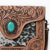 ADBG826 American Darling Western Cross body Bag Hair-On Cowhide with Hand Tooled Floral Carving