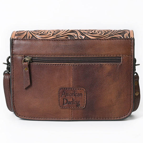 ADBG826 American Darling Western Cross body Bag Hair-On Cowhide with Hand Tooled Floral Carving