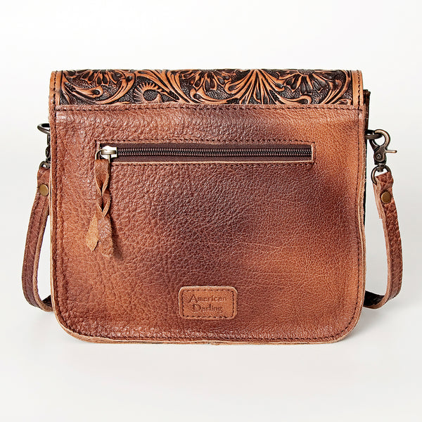 ADBG826 American Darling Western Small Cross body Bag Hand Tooled Floral & Hand Woven Saddle Blanket