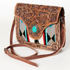 ADBG826 American Darling Western Small Cross body Bag Hand Tooled Floral & Hand Woven Saddle Blanket