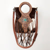 ADBG827 American Darling Western Clutch Bag Hand Tooled Floral with Hair-On Cowhide and Fringes