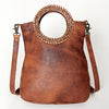 ADBG827 American Darling Western Clutch Bag Hand Tooled Floral with Hair-On Cowhide and Fringes