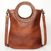 ADBG827 American Darling Western Clutch Bag Hand Tooled Floral with Hand Woven Saddle Blanket & Fringes