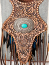 ADBG827 American Darling Western Clutch Bag Hand Tooled Floral with Hand Woven Saddle Blanket & Fringes