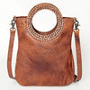 ADBG827 American Darling Western Clutch Bag Hand Tooled Floral with Hand Woven Saddle Blanket & Fringes