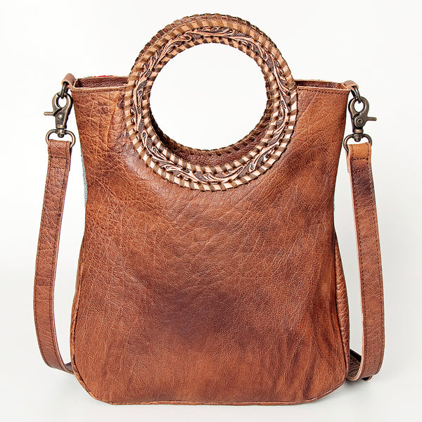 ADBG827 American Darling Western Clutch Bag Hand Tooled Floral with Hand Woven Saddle Blanket & Fringes