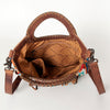 ADBG827 American Darling Western Clutch Bag Hand Tooled Floral with Hand Woven Saddle Blanket & Fringes