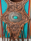 ADBG827 American Darling Western Clutch Bag Hand Tooled Floral with Hand Woven Saddle Blanket & Fringes