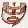 ADBG829 American Darling Western Small Cross body Bag Hand Tooled with Hand-Woven Saddle Blanket