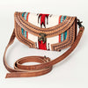 ADBG829 American Darling Western Small Cross body Bag Hand Tooled with Hand-Woven Saddle Blanket