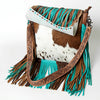 ADBG830 American Darling Western Messenger Bag Hair-On Cowhide with Turquoise Concho and Fringes