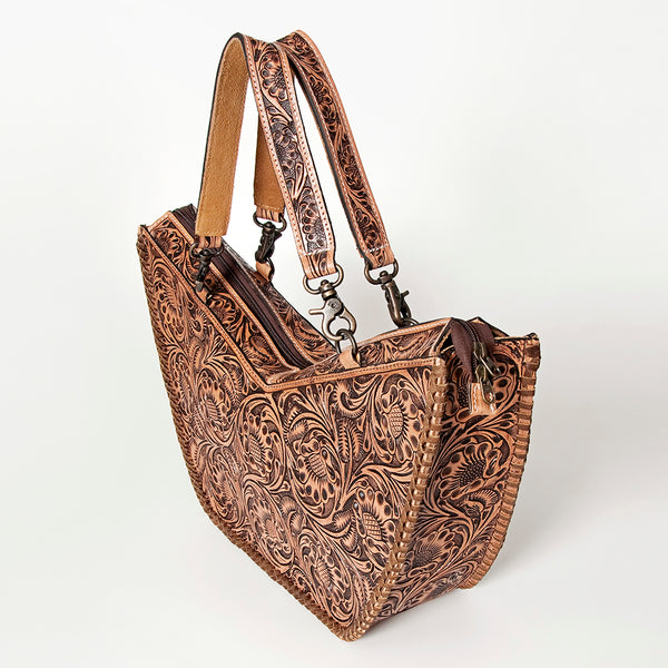 ADBG831 American Darling Western Tote Bag Hand Tooled Floral Carved Vegetable-Tanned Leather