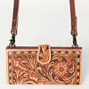 ADBG832 American Darling Western Small Cross body Bag Hand Tooled Floral with Buck Stitched Detail