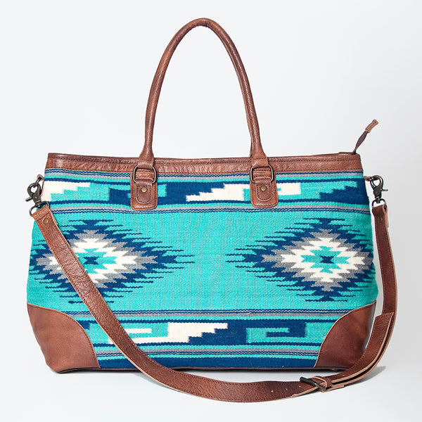 ADBG833 American Darling Western Tote Bag with Hand Woven Saddle Blanket and Premium Leather