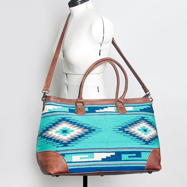 ADBG833 American Darling Western Tote Bag with Hand Woven Saddle Blanket and Premium Leather