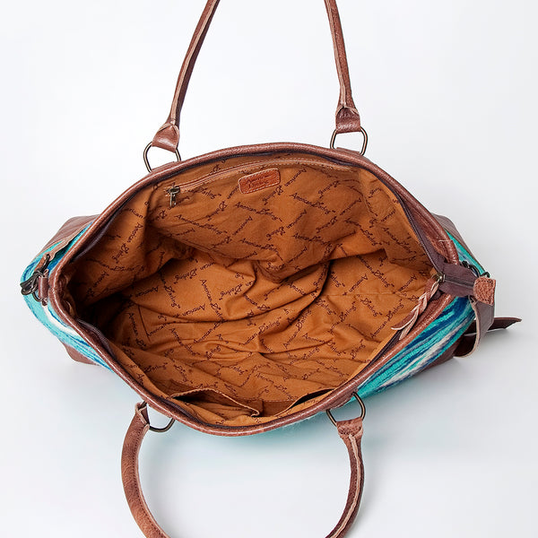 ADBG833 American Darling Western Tote Bag with Hand Woven Saddle Blanket and Premium Leather