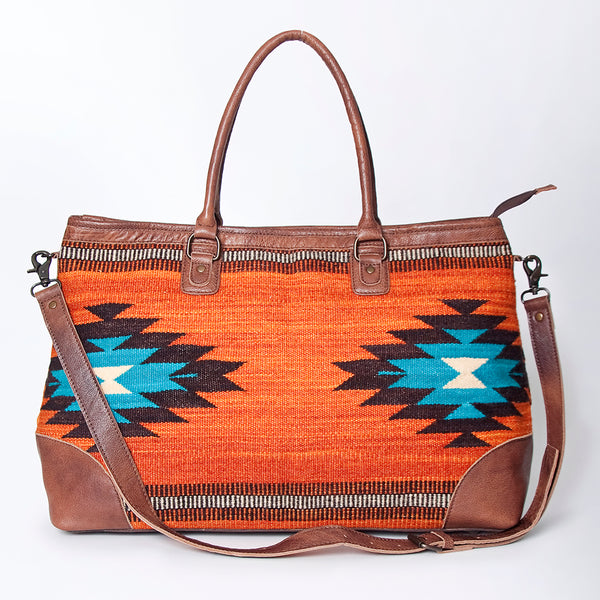ADBG833 American Darling Western Tote Bag with Hand Woven Saddle Blanket and Premium Leather
