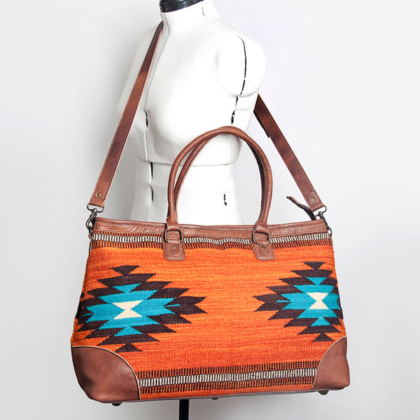 ADBG833 American Darling Western Tote Bag with Hand Woven Saddle Blanket and Premium Leather