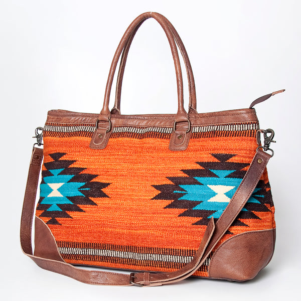 ADBG833 American Darling Western Tote Bag with Hand Woven Saddle Blanket and Premium Leather