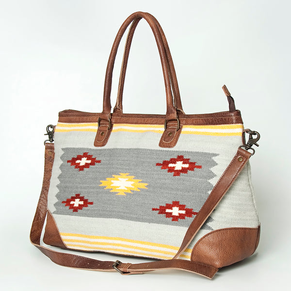 ADBG833 American Darling Western Tote Bag with Hand Woven Saddle Blanket and Premium Leather