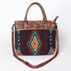 ADBG835 American Darling Western Tote Bag Hand Tooled Floral Carved with Hand Woven Saddle Blanket
