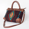 ADBG835 American Darling Western Tote Bag Hand Tooled Floral Carved with Hand Woven Saddle Blanket
