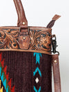 ADBG835 American Darling Western Tote Bag Hand Tooled Floral Carved with Hand Woven Saddle Blanket