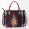 ADBG835 American Darling Western Tote Bag Hand Tooled Floral Carved with Hand Woven Saddle Blanket