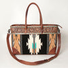 ADBG835 American Darling Western Tote Bag Hand Tooled Floral Carved with Hand Woven Saddle Blanket