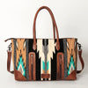 ADBG835 American Darling Western Tote Bag Hand Tooled Floral Carved with Hand Woven Saddle Blanket