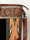 ADBG835 American Darling Western Tote Bag Hand Tooled Floral Carved with Hand Woven Saddle Blanket