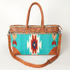 ADBG835 American Darling Western Tote Bag Hand Tooled Floral Carved with Hand Woven Saddle Blanket