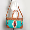 ADBG835 American Darling Western Tote Bag Hand Tooled Floral Carved with Hand Woven Saddle Blanket