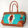 ADBG835 American Darling Western Tote Bag Hand Tooled Floral Carved with Hand Woven Saddle Blanket
