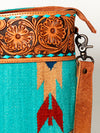 ADBG835 American Darling Western Tote Bag Hand Tooled Floral Carved with Hand Woven Saddle Blanket