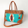 ADBG835 American Darling Western Tote Bag Hand Tooled Floral Carved with Hand Woven Saddle Blanket