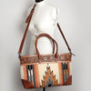 ADBG835 American Darling Western Tote Bag Hand Tooled Floral Carved with Hand Woven Saddle Blanket