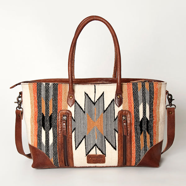ADBG835 American Darling Western Tote Bag Hand Tooled Floral Carved with Hand Woven Saddle Blanket