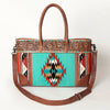 ADBG835 American Darling Western Tote Bag Hand Tooled Floral Carved with Hand Woven Saddle Blanket
