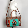 ADBG835 American Darling Western Tote Bag Hand Tooled Floral Carved with Hand Woven Saddle Blanket