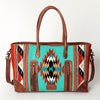ADBG835 American Darling Western Tote Bag Hand Tooled Floral Carved with Hand Woven Saddle Blanket